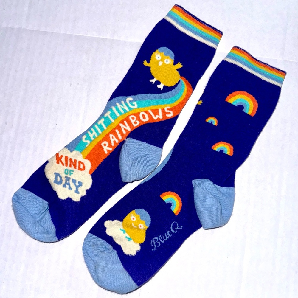 NWOT Blue Q funny (adult) crew socks, 100% combed cotton
